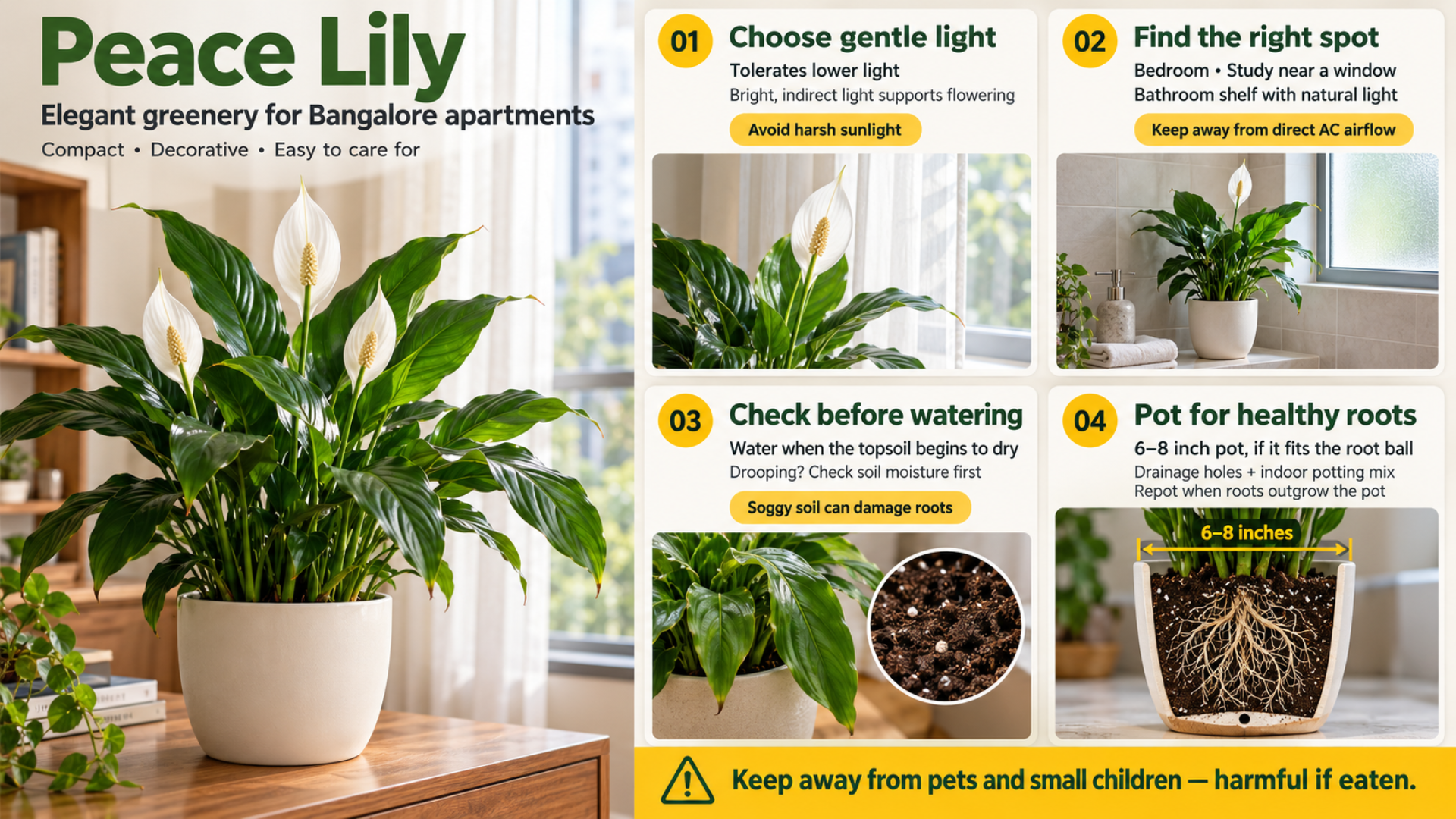 Peace Lily is placed on the table of a Bangalore apartment